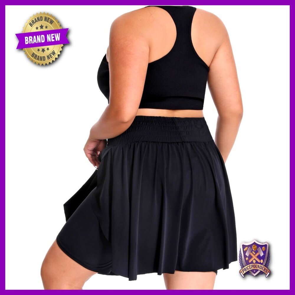 Plus Size High Waisted Skorts with Pockets Knee Length Active Wear